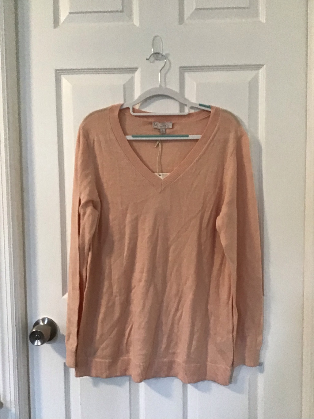 Dg2 By Diane Gilman Peach V-Neck Knit Top
